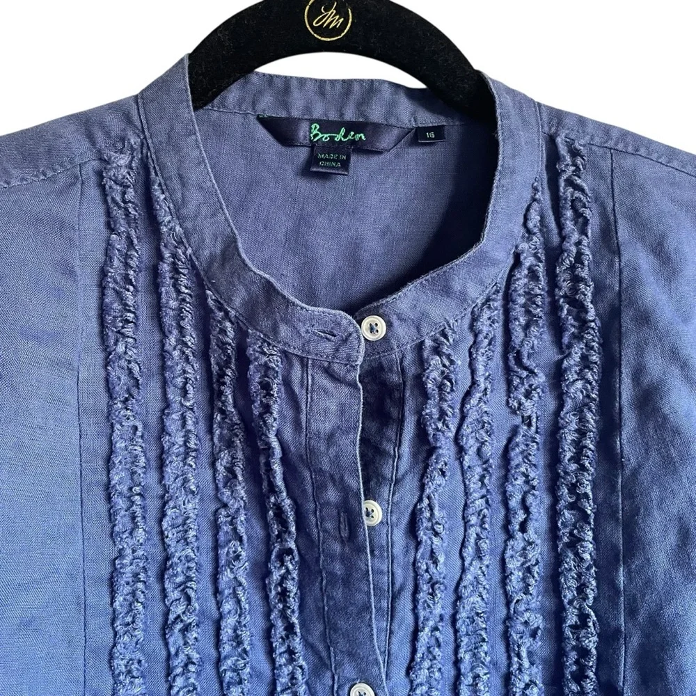 Boden Chambray Button-Up Tunic Shirt Dress 100% Linen - Picture 2 of 9